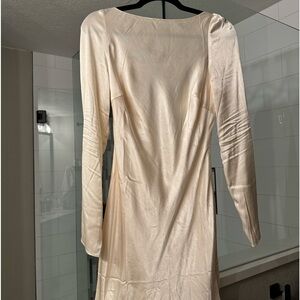 Shona Joy LA LUNE LONG SLEEVE BACKLESS MINI DRESS - CREAM